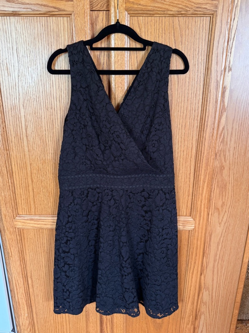LOFT Black Lace Fit & Flare Dress Size 6